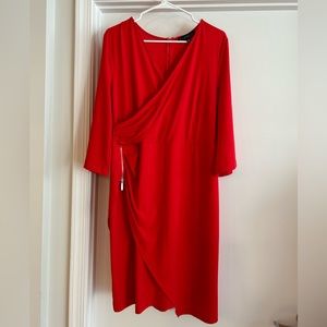 Eloquii red wrapdress with decorative zipper